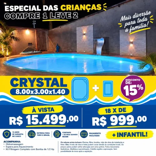 Piscina de fibra 8 metros com infantil de brinde