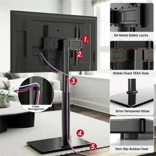 SUPORTE DE TV AOKCOS COM RODINHAS PARA TVs DE 43" A 75" - MOBILIDADE, ESTILO E PRATICIDADE