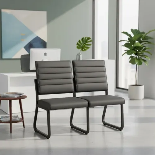 Sofanete Escritório 02 Lugares Estofado TRIX Pés Pretos Conforto Executivo Premium+ 35120