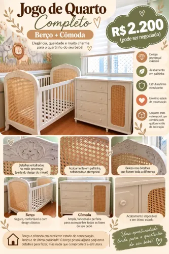Quarto de bebê jogo completo berço+comoda 