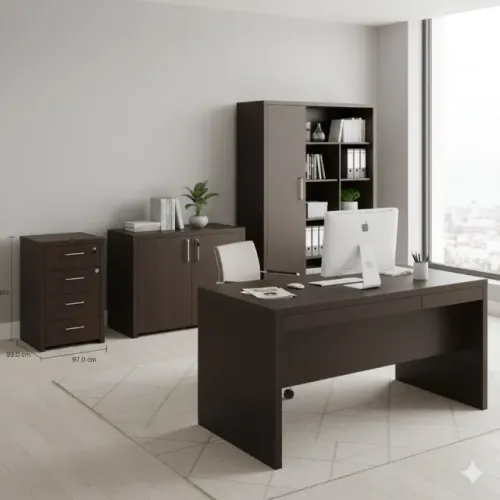 Conjunto de escritório Tok&Stok linha Boss (Mesa, armário baixo+ gaveteiro + estante)