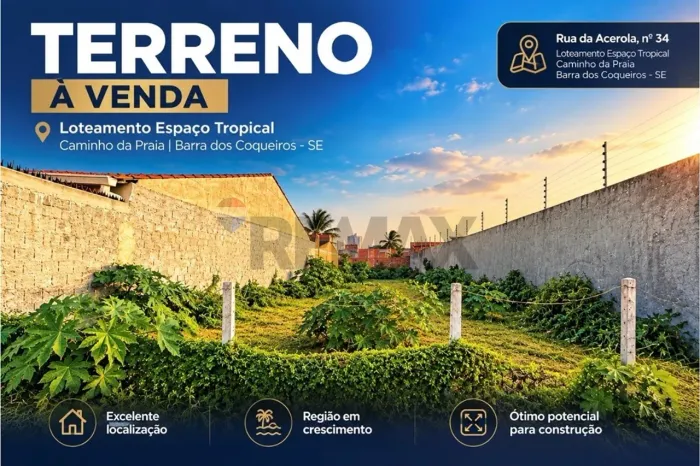 Terreno no Espaço Tropical  200 m²  Barra dos Coqueiros/SE | RE/MAX