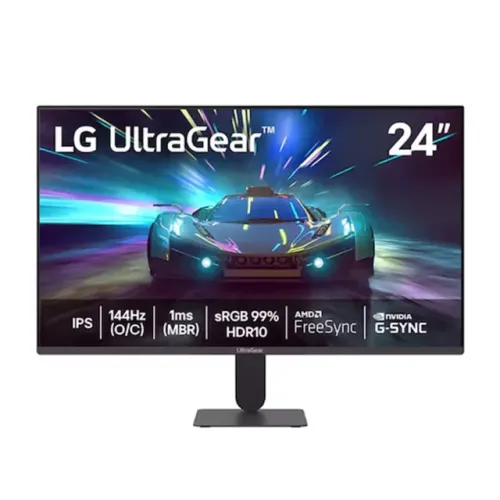 Monitor  LG UltraGear 24", Full HD, 144Hz, 1ms, IPS, G-Sync, FreeSync, HDR10, Novo, Lacrad