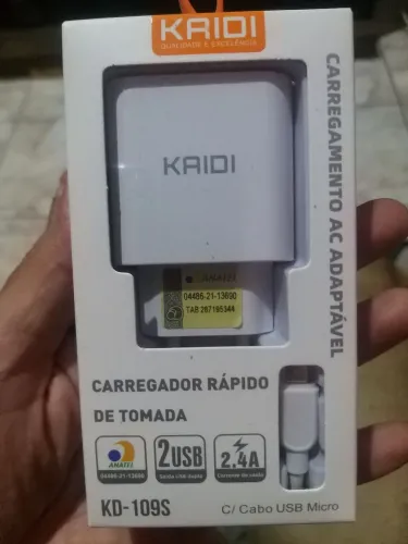Carregador Rápido Kaidi KD-109S Novo Lacrado - 2 USB + Cabo Micro USB