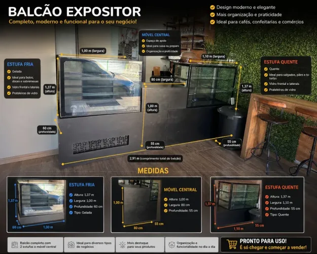 Estufa comercial quente e frio