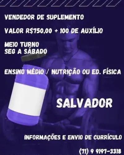 vaga de emprego / estagio jovem aprendiz em loja de suplemento