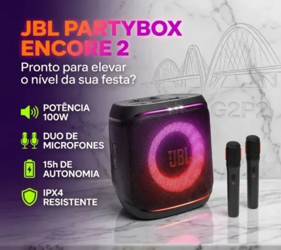 JBL encorre com 2 microfones