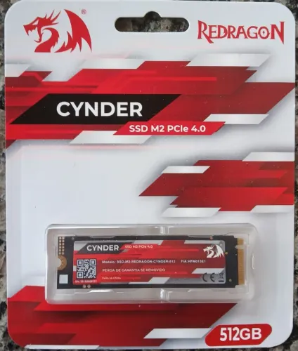 SSD NVME M.2 REDRAGON CYNDER 512GB 6300MB/s PCIe 4.0 x4 NOVO LACRADO