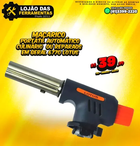 Maçarico Portátil Automático Culinário ou Reparaos em Geral 6770 Lotus
