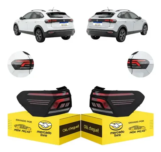 Par Lanterna Volkswagen Nivus 2020 21 22 A 2026 C/led Novas Ambos Lados Fume