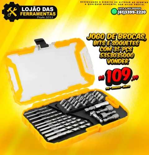 Jogo de Brocas, Bits e Soquetes Com 35 Peças 5353035000 Vonder
