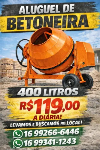 Alugo betoneira de 400 litros