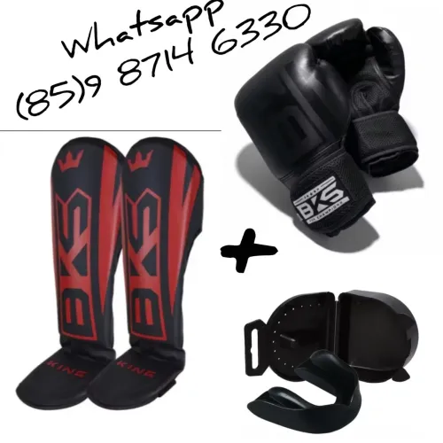 Kit boxe. Par luvas muay Thai caneleira e proteção bocal. Entrega grátis 