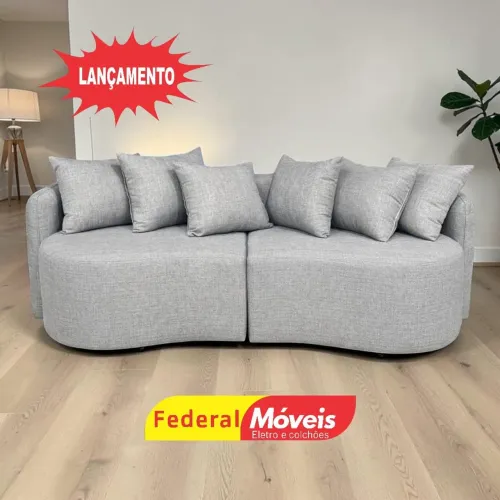 Sofá Orgânico 2,46m em Linho - Fazemos Entregas