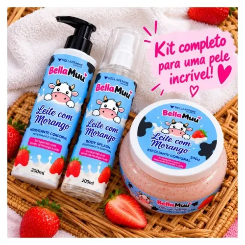 Kit Corporal Bella Muu Leite com Morango - Bella Femme