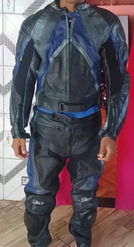 Macacão de Couro Jaqueta e Calça