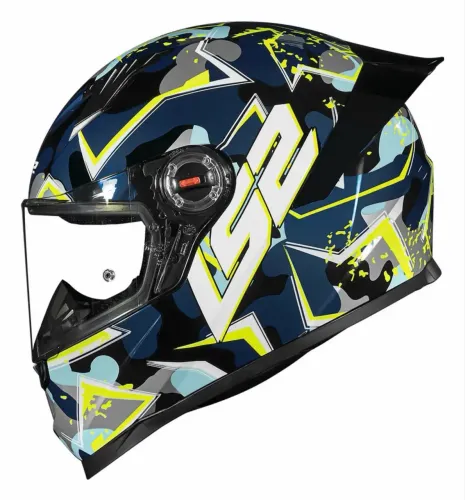 Capacete Ls2 Ff358 S Camo Azul Amarelo