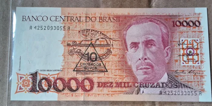 CÉDULA FE DE 10 MIL CRUZADOS COM CARIMBO DE 10 CRUZADOS NOVOS