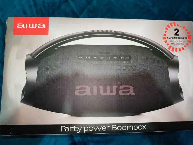 CAIXA DE SOM Alto-falante Bluetooth Aiwa Awh51bt 1300w Party Power Boombox preto CHAMA NOV
