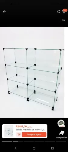 Balcão expositor de vidro 1.07×1.07, vai com base projetada e rodinhas