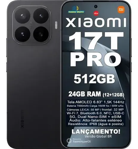 Vendo Smartphone Xiaomi 17T 5G NFC - 512GB - Preto  (Leica)