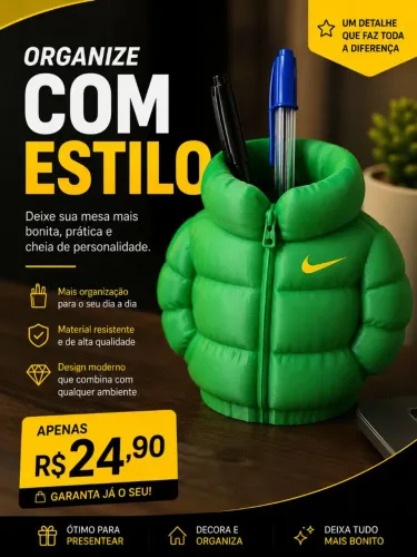 Porta canetas Jaqueta Puff Decorativo Organizador de Mesa + Frete Grátis Floripa