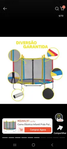 Pula pula infantil cama elástica 