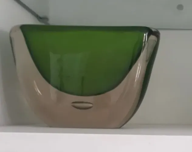 Vaso Murano Verde 16cm Vidro Grosso Decorativo - Perfeito Estado