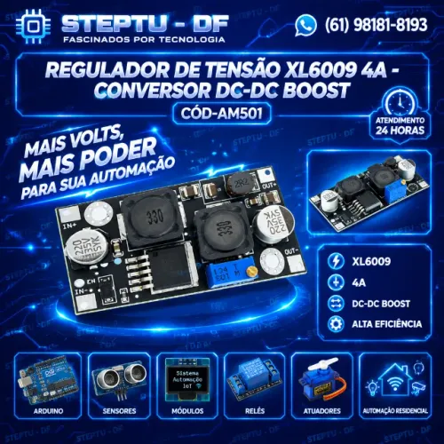 Regulador De Tensão Xl6009 4a - Conversor Dc-dc Boost Arduino Automação COD-AM501