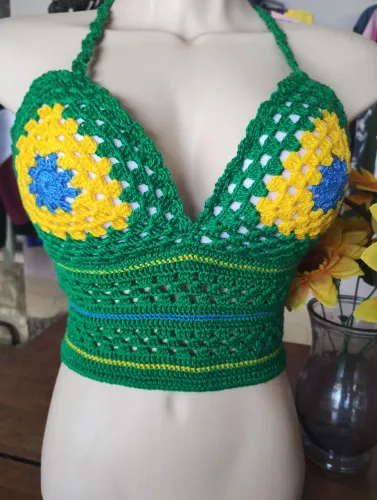 Blusa em Crochê Brasil Copa do Mundo 2026