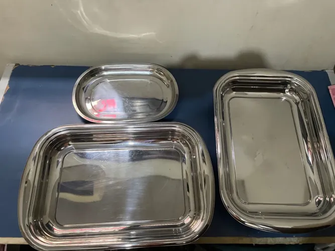 Kit 3 Travessas Inox P/ Buffet