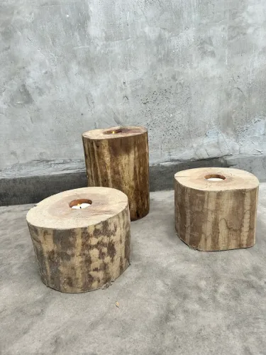 3 porta velas tronco pesados