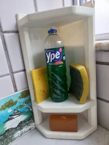 Cantoneira de plástico para banheiro ou cozinha,2 suportes e 1 varal para roupas íntimas.