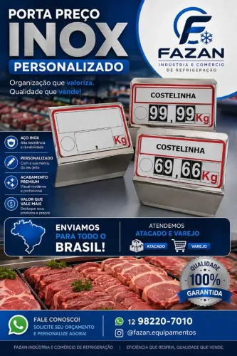 Porta preço inox para açougue
