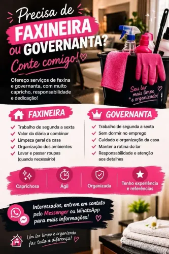 Faxineira, governanta e babá