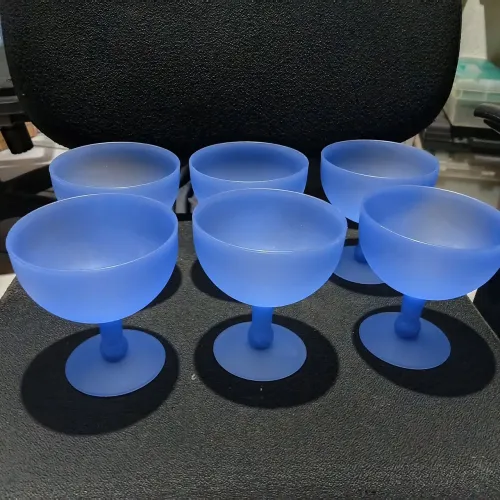 Jogo de 6 Taças de Sobremesa Azul Fosco - Plástico Resistente