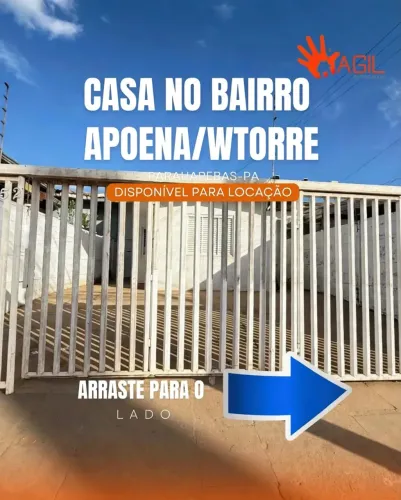 CASA COM 03 QUARTOS DISPONÍVEL PARA LOCAÇÃO NO BAIRRO APOENA/WTORRE (PRÓXIMO AO PARTAGE SH