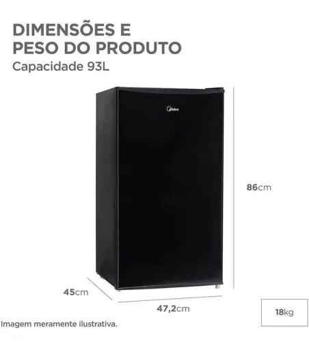 Frigobar 93 Litros Black Edition Inverter Midea 220v