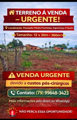 Terreno localizado à beira da pista, no povoado Moita Formosa, em Itaporanga ajudar 