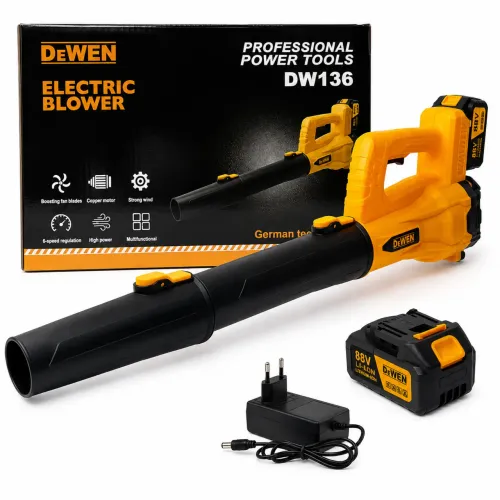 Soprador DeWEN DW136 88V - 60.000 RPM - 2 Baterias Soprador elétrico profissional