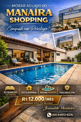 Casa em Manaíra (Cond. Fechado) R$ 12 mil