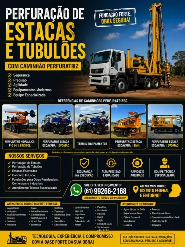 Perfuração de estacas e tubulões com caminhão perfuratriz - WhatsApp *