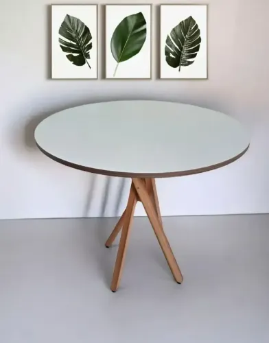 Mesa Jantar Redonda Branca Madeira 80cm 