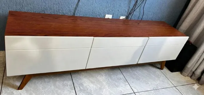 Rack para TV Classic 3 Gavetas - 180 cm - Off White/Freijó