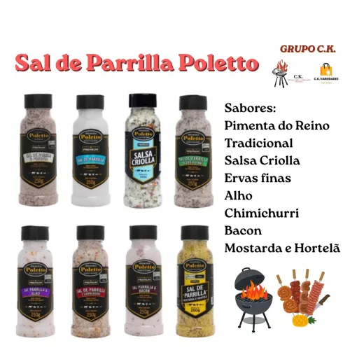 Sal de Parrilla Poletto 250g Sabores Diversos