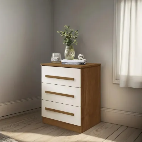 Mesa de Cabeceira Império Quarto com 3 Gavetas - / pronta entrega