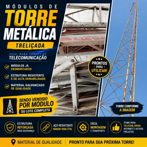 ANTENA, RÁDIO - MÓDULOS DE TORRE DE RÁDIO TRELIÇADA - TORRE DE TELECOMUNICAÇÃO