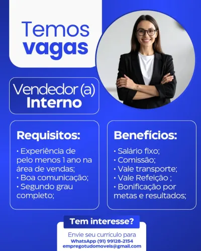 Oportunidade de Emprego - Vendedora / Vendedor 