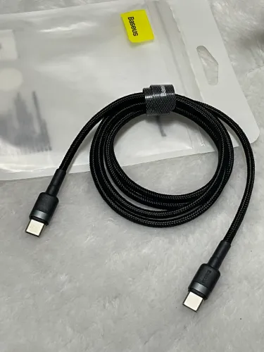 Cabo Baseus USB-C para USB-C 1m Reforçado Nylon Trançado Alta Velocidade