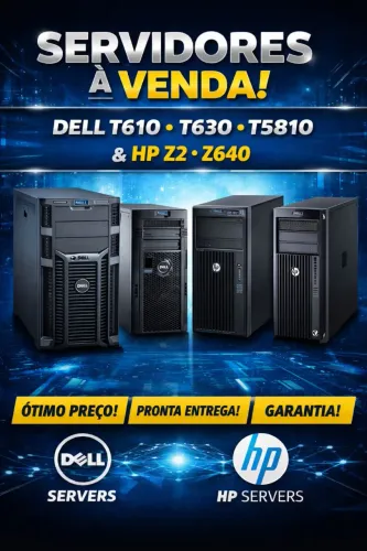 Servidor Dell Rack com Garantia 01 ano - 2 Xenon E5620, DDR3 ou DDR4, HD SAS ou SSD SAS